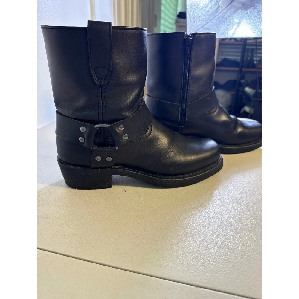 Dingo Mens Black Leather Harness Biker Boots Square Toe Western DI19057 81/2 EW